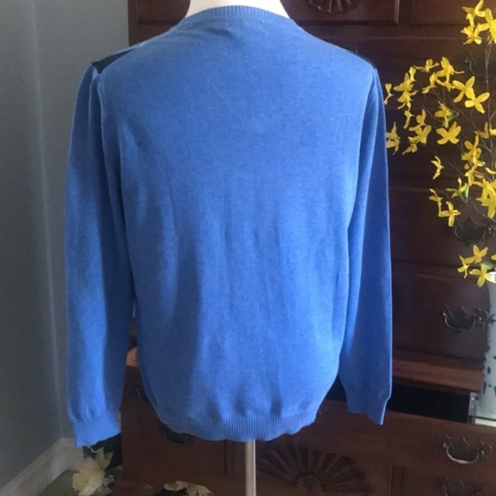 Club Room Argyle Cotton Sweater Blue Size Large - Picture 3 of 7